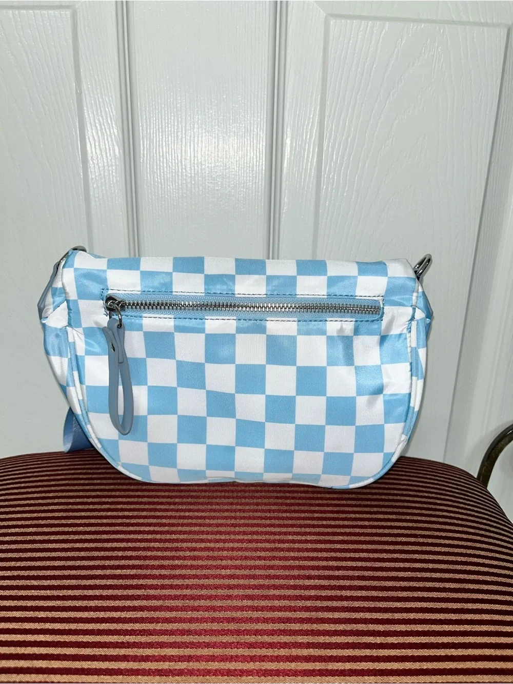 Lemon Drop Shop Mini Blue Checkered Crossbody Bum Bag
